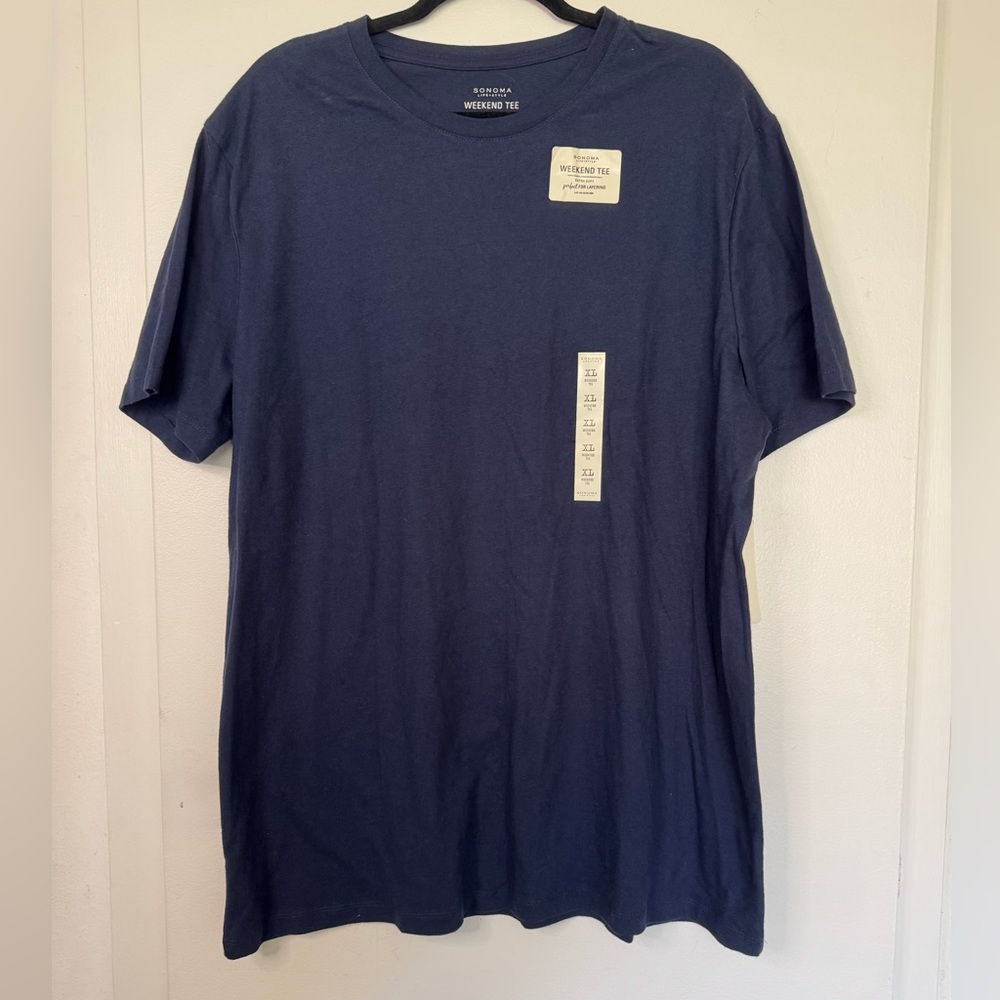 Sonoma Men’s Indigo Blue Weekend Tee Shirt Size XL Short Sleeve NWT Classic Fit